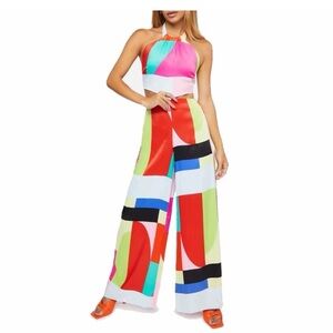 Forever 21 Multi-Color Halter Wide-Leg Jumpsuit